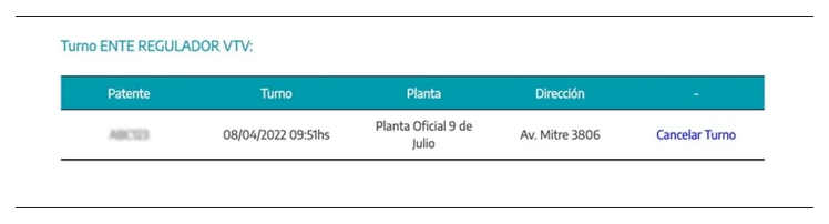 Paso 3 para consultar o cambiar el turno de la VTV en Morón
